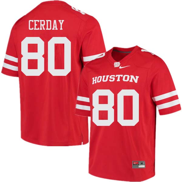 Men #80 Colton Cerday Houston Cougars College Football Jerseys Sale-Red